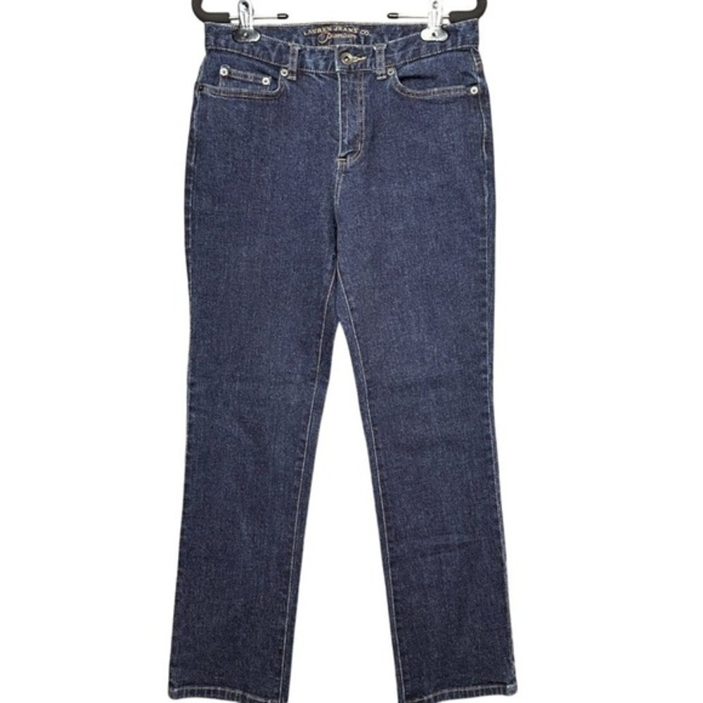 Lauren Jeans Co Premium Jeans Women Size 2P Dark Wash Denim Classic Straight Leg